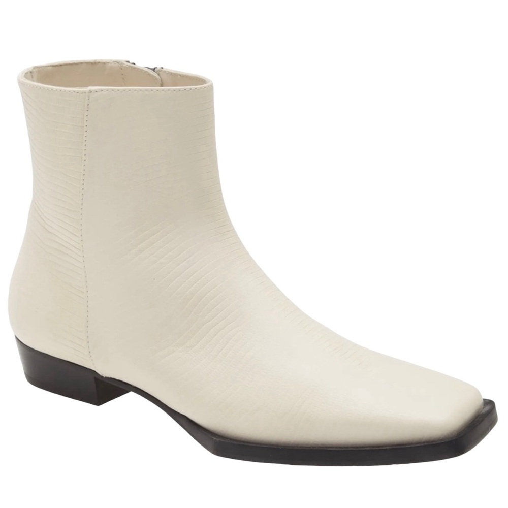 FRAME Le Maddox Beige Lizard Leather Ankle Booties Women's Size 6 NIB Minimalist